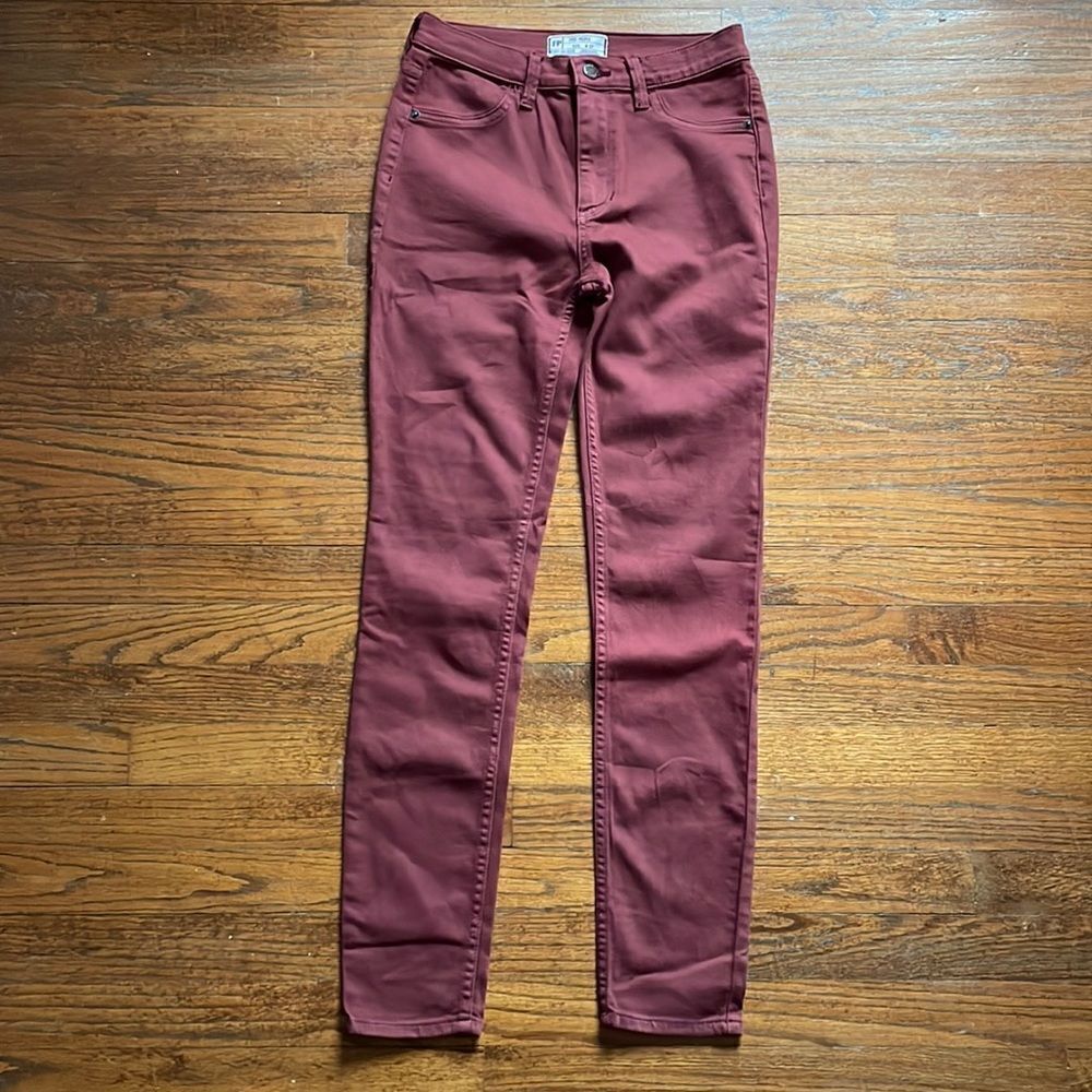 Free People Maroon/Red High Rise Skinny Jeans